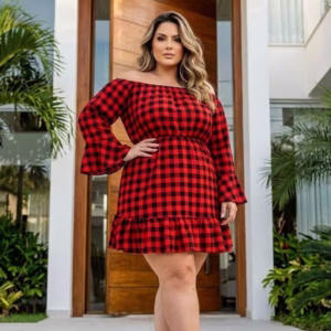 Vestido Flare Feminino Forrado com Manga Fluída Elegante e Leve