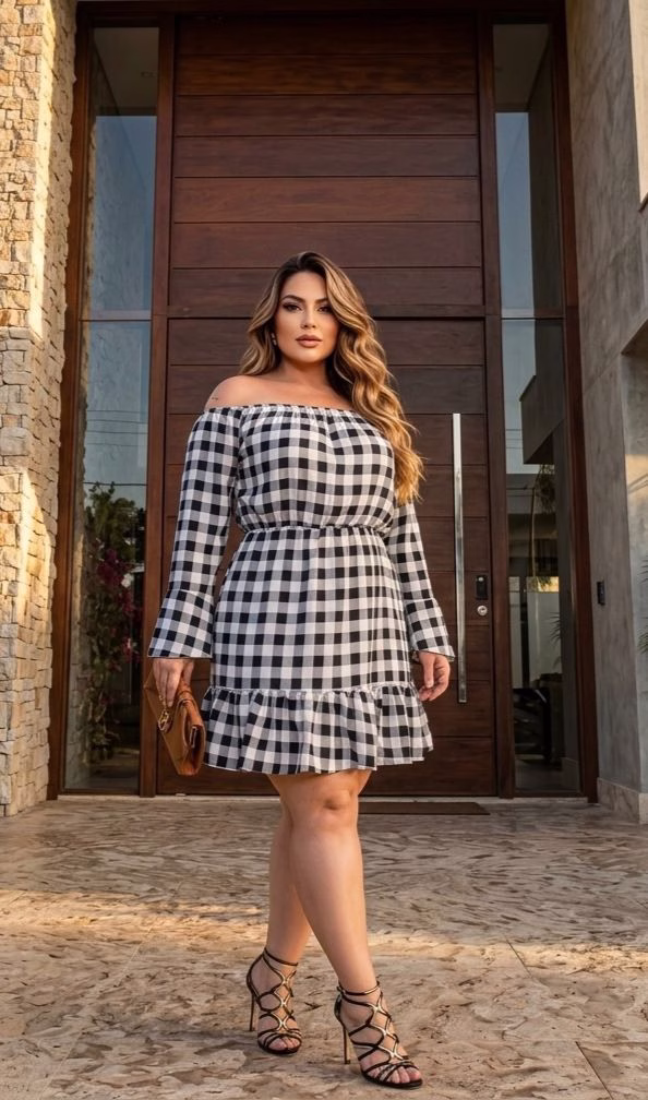 Vestido Flare Feminino Forrado com Manga Fluída Elegante e Leve - Imagem 3