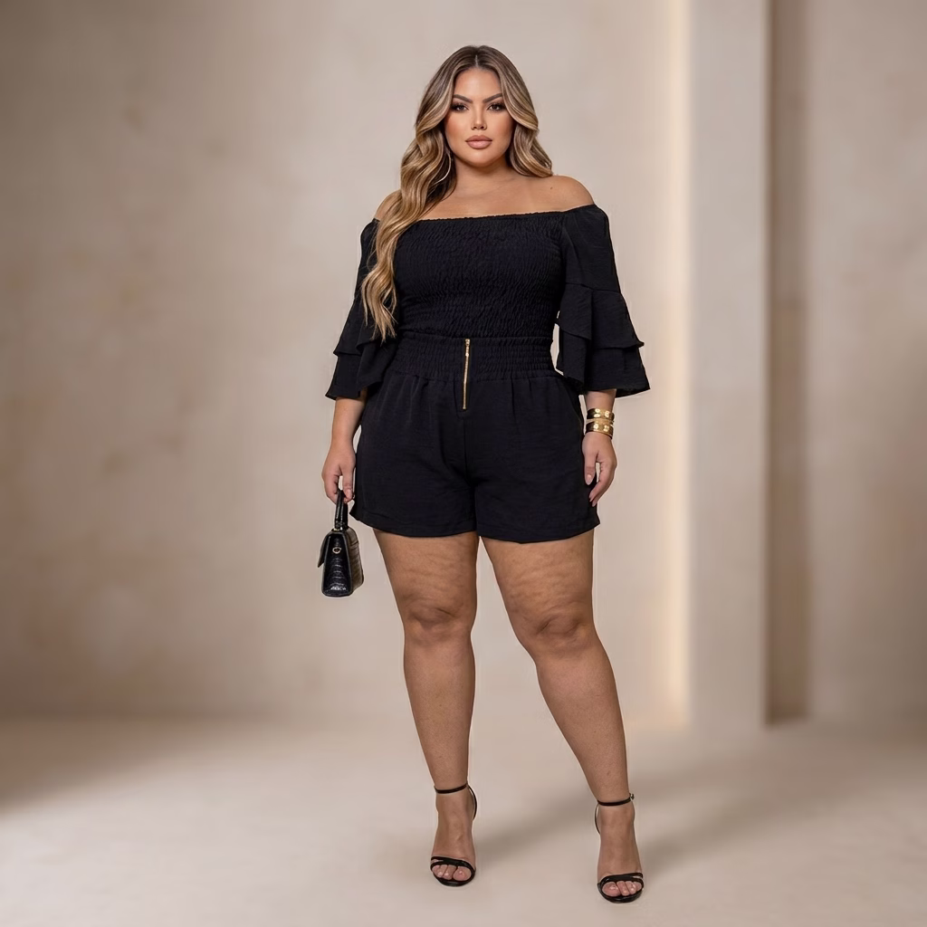 Conjunto Capri Alfaiataria e Elastec Modelagem Premium Moda Plus Size - Imagem 4