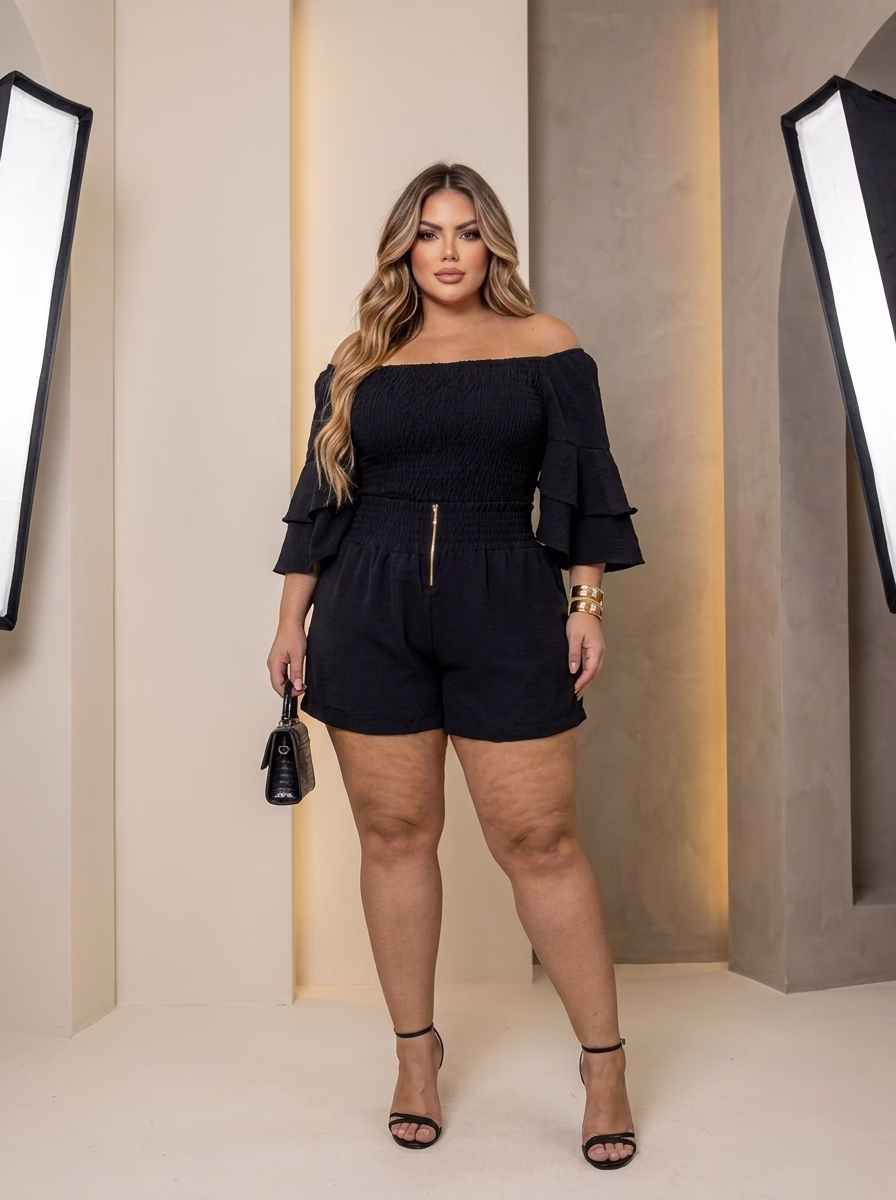 Conjunto Capri Alfaiataria e Elastec Modelagem Premium Moda Plus Size - Imagem 3
