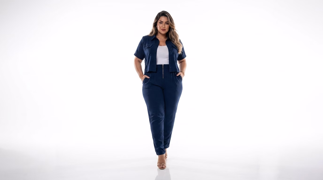 Calça Plus Size Alfaiataria Eridan Cós Elástico e Zíper Dourado Premium (G ao GG do 44 ao 54) - Imagem 5