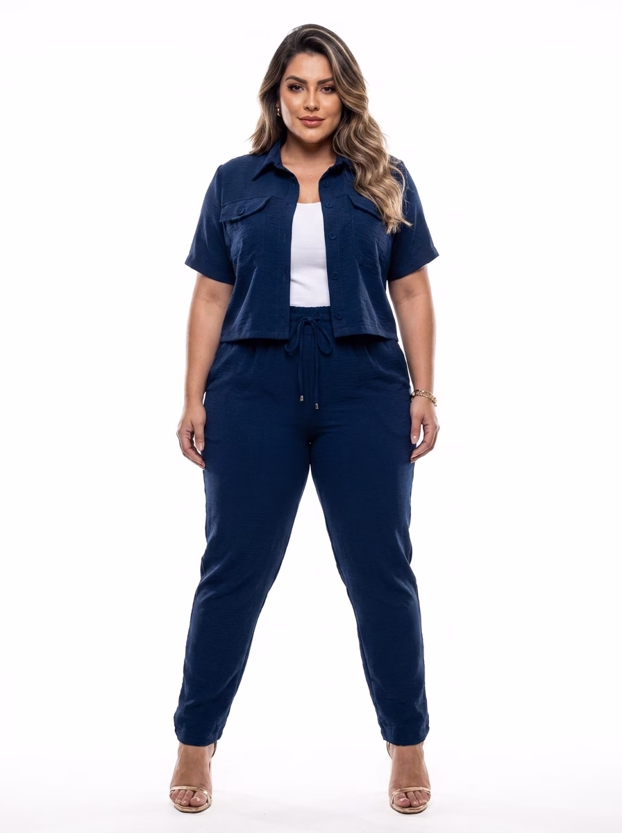 Calça Plus Size Alfaiataria Eridan Cós Elástico e Zíper Dourado Premium (G ao GG do 44 ao 54) - Imagem 3