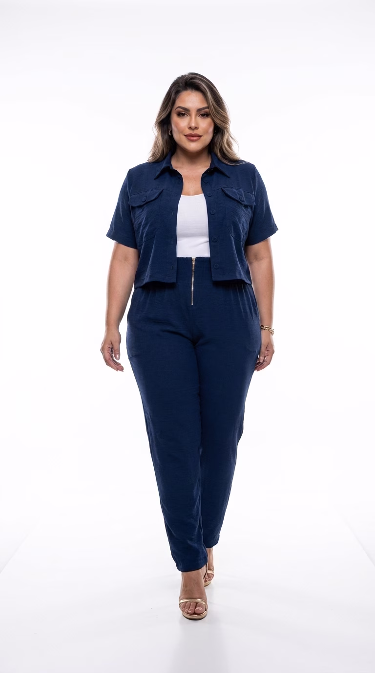 Calça Plus Size Alfaiataria Eridan Cós Elástico e Zíper Dourado Premium (G ao GG do 44 ao 54) - Imagem 4