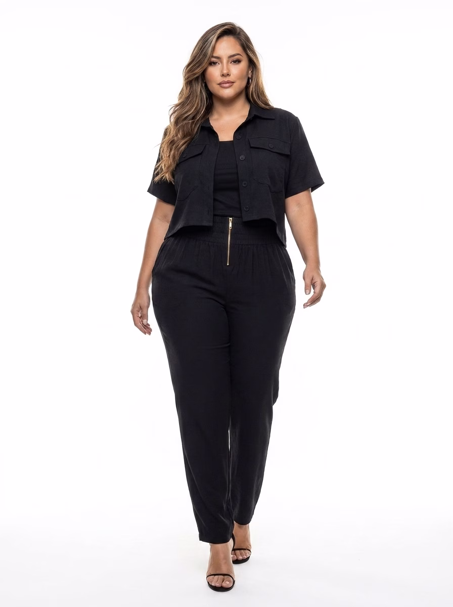 Calça Plus Size Alfaiataria Eridan Cós Elástico e Zíper Dourado Premium (G ao GG do 44 ao 54) - Imagem 7
