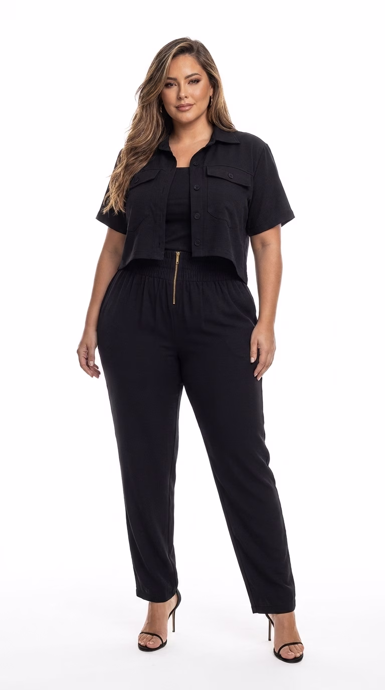 Calça Plus Size Alfaiataria Eridan Cós Elástico e Zíper Dourado Premium (G ao GG do 44 ao 54) - Imagem 8