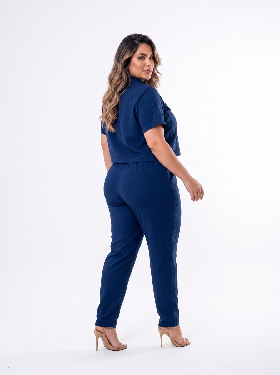 Calça Plus Size Alfaiataria Eridan Cós Elástico e Zíper Dourado Premium (G ao GG do 44 ao 54) - Imagem 23