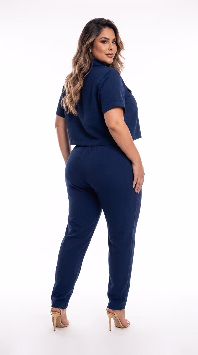 Calça Plus Size Alfaiataria Eridan Cós Elástico e Zíper Dourado Premium (G ao GG do 44 ao 54) - Imagem 24