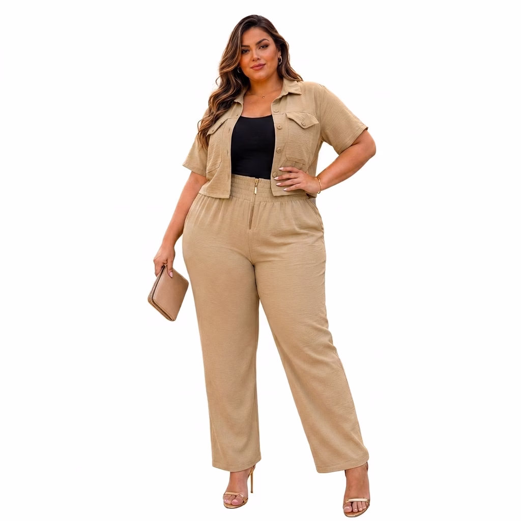 Calça Plus Size Alfaiataria Eridan Cós Elástico e Zíper Dourado Premium (G ao GG do 44 ao 54) - Imagem 26