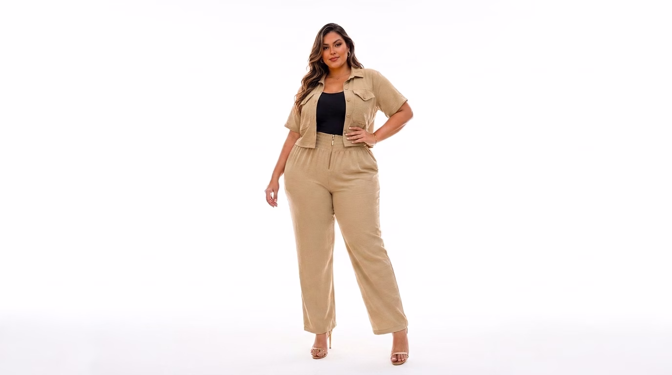 Calça Plus Size Alfaiataria Eridan Cós Elástico e Zíper Dourado Premium (G ao GG do 44 ao 54) - Imagem 29