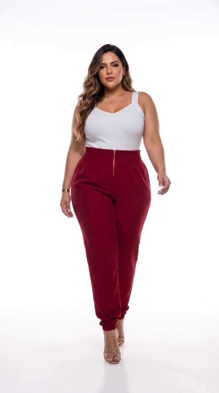 Calça Plus Size Alfaiataria Eridan Cós Elástico e Zíper Dourado Premium (G ao GG do 44 ao 54) - Imagem 34