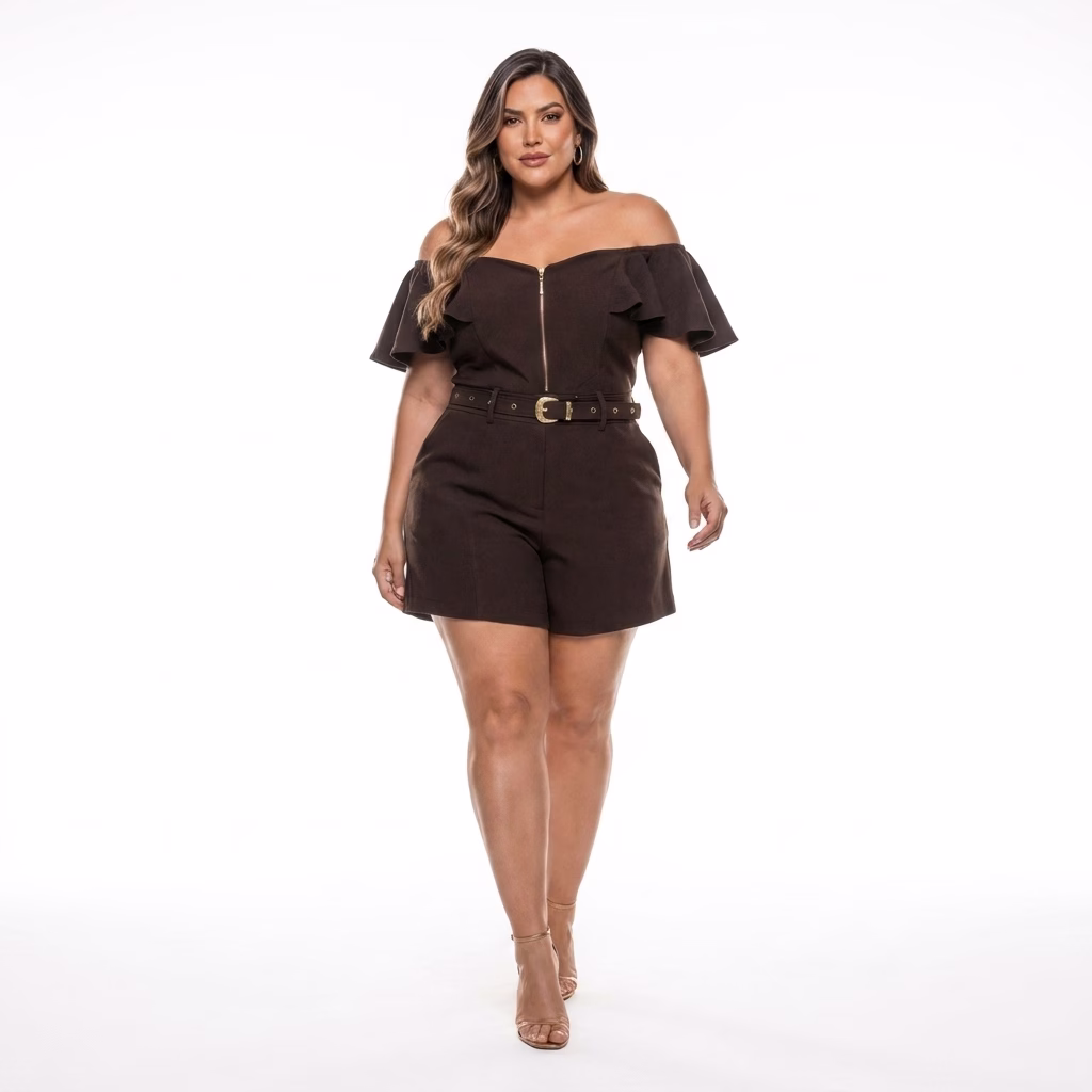 Macaquinho Eva Plus Size com Cinto | Tamanho 44 ao 54 26 Macaquinho Eva Plus Size com Cinto | Tamanho 44 ao 54 - Imagem 26