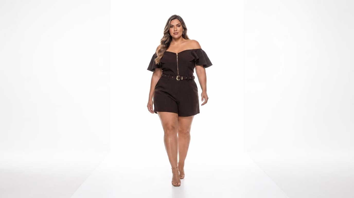 Macaquinho Eva Plus Size com Cinto | Tamanho 44 ao 54 29 Macaquinho Eva Plus Size com Cinto | Tamanho 44 ao 54 - Imagem 29