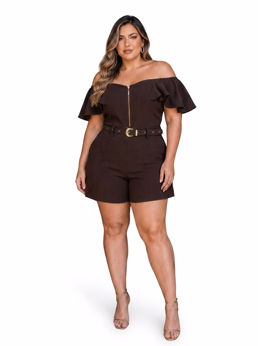 Macaquinho Eva Plus Size com Cinto | Tamanho 44 ao 54 27 Macaquinho Eva Plus Size com Cinto | Tamanho 44 ao 54 - Imagem 27
