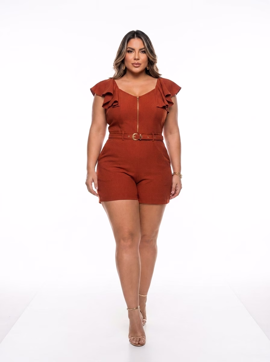 Macaquinho Eva Plus Size com Cinto | Tamanho 44 ao 54 16 Macaquinho Eva Plus Size com Cinto | Tamanho 44 ao 54 - Imagem 16